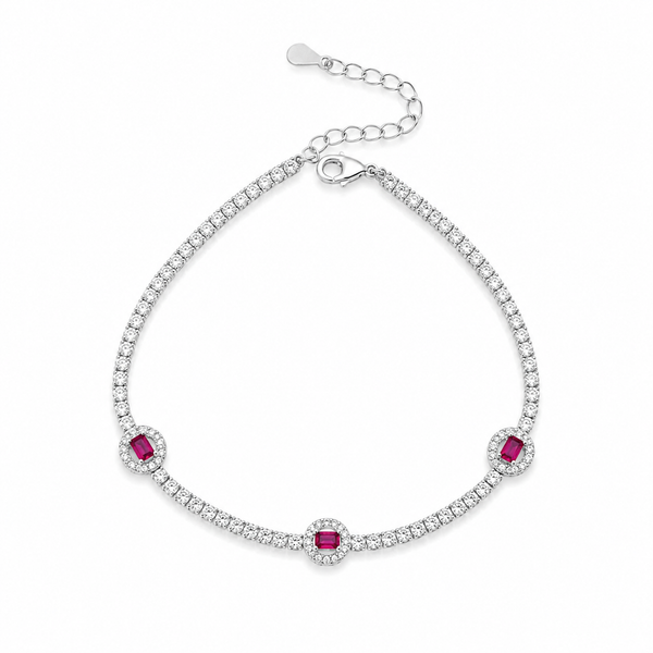 Ruby Radiance Tennis Bracelet- 925 sterling silver