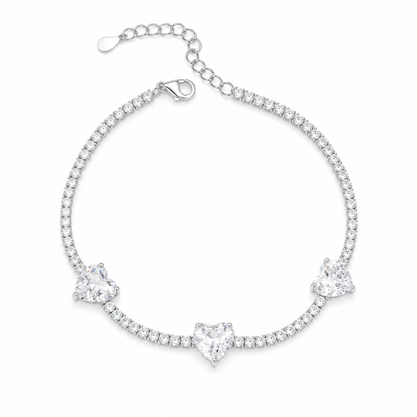 Amour Heart Tennis Bracelet- 925 sterling silver