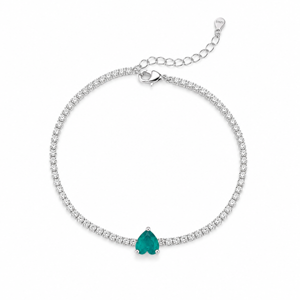Verdant Heart Tennis Bracelet- 925 sterling silver