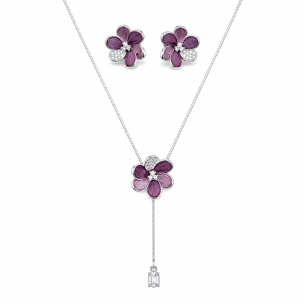 Amethyst Bloom Necklace Set- 925 sterling silver