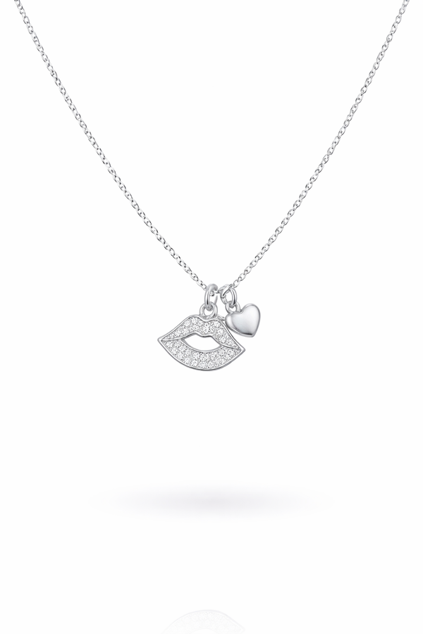 Kiss charm 925 sterling silver necklace