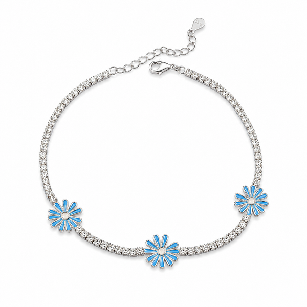 Azure Daisy Tennis Bracelet- 925 sterling silver
