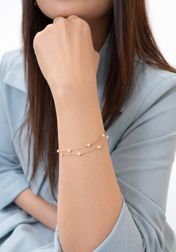 Dual chain pearl bracelet