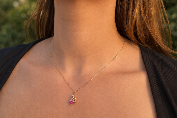 Swan Heart Pendant Set