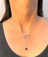 Heart and halo drop 925 silver necklace
