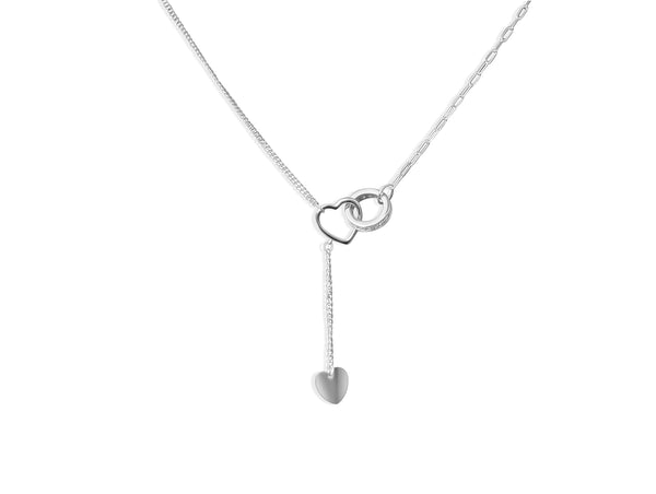 Heart and halo drop 925 silver necklace