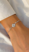 Clover Lock Charm 925 sterling Silver Bracelet