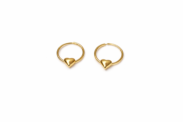 Mini Heart charm hoops