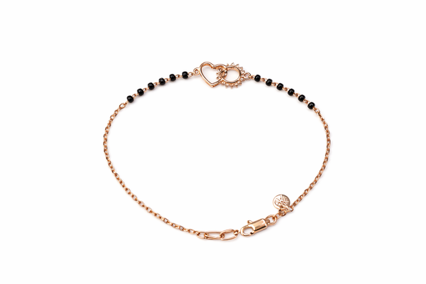 Black bead heart bracelet