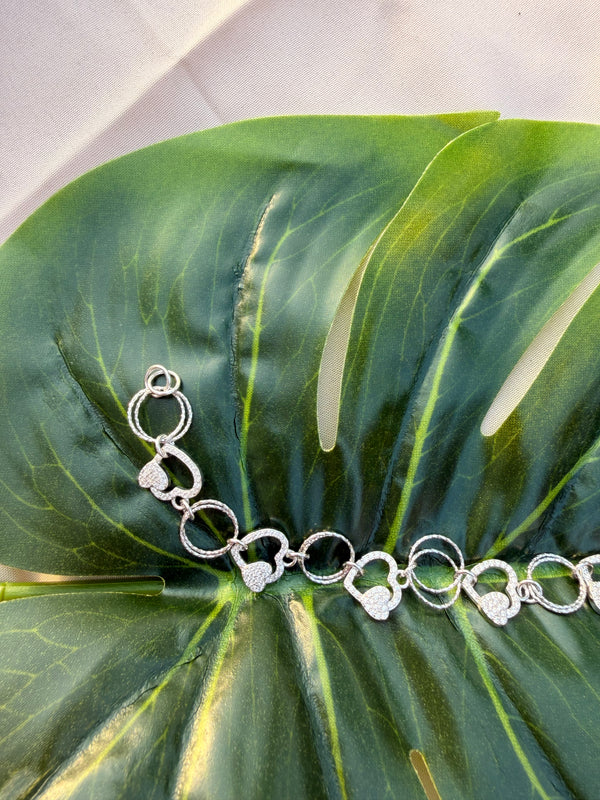 Interlinked Heart Circle Bracelet (925 Silver)