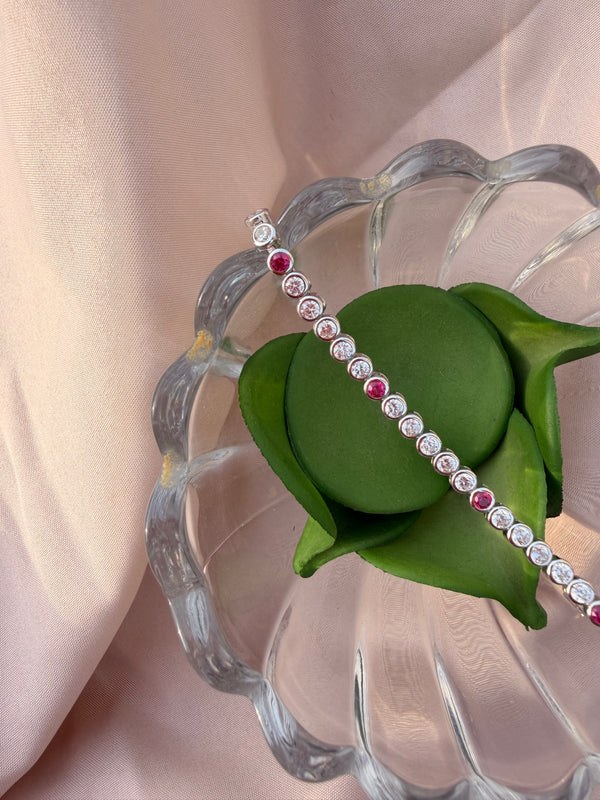 Rosé Round Spark Tennis Bracelet (925 sterling silver)