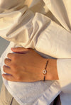 Black bead heart bracelet