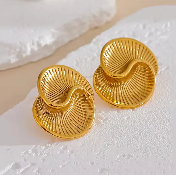 Gold-Toned Spiral Ribbed Stud Earrings