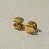 Gold-Toned Ribbed Statement Stud Earrings