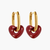 Gold-Toned Hoop Earrings with Red Heart