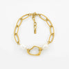 Faye Pearl and Gold Abstract Link Bracelet