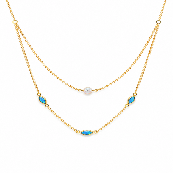 Blue Marquise Layered Necklace