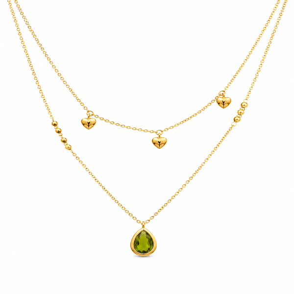 Olive Heart Cascade Necklace