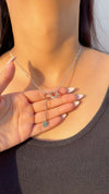 Heart and halo drop 925 silver necklace
