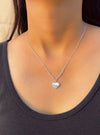 Dual Finish Heart 925 Silver Necklace